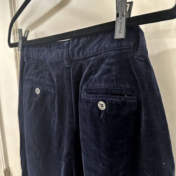 Vintage Y2K Tommy Hilfiger Womens 4/30 Velvet Pants Navy Blue Wide Leg Fit - Picture 7 of 12